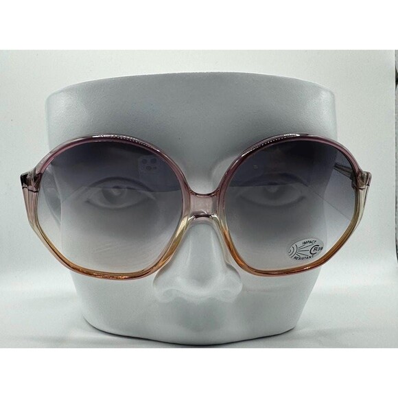 New 1970s Vintage Oversize Sunglasses Large Round Plastic Style | Grey Fade Lens